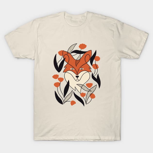 Floral Fox T-Shirt by Renea L Thull